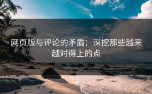 网页版与评论的矛盾：深挖那些越来越对得上的点