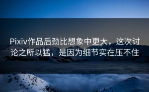 Pixiv作品后劲比想象中更大，这次讨论之所以猛，是因为细节实在压不住