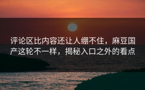 评论区比内容还让人绷不住，麻豆国产这轮不一样，揭秘入口之外的看点
