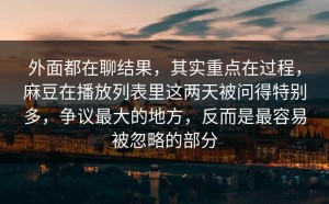 外面都在聊结果，其实重点在过程，麻豆在播放列表里这两天被问得特别多，争议最大的地方，反而是最容易被忽略的部分