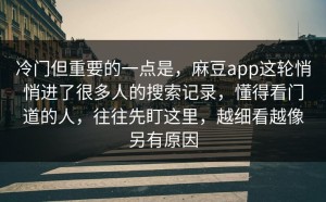 冷门但重要的一点是，麻豆app这轮悄悄进了很多人的搜索记录，懂得看门道的人，往往先盯这里，越细看越像另有原因