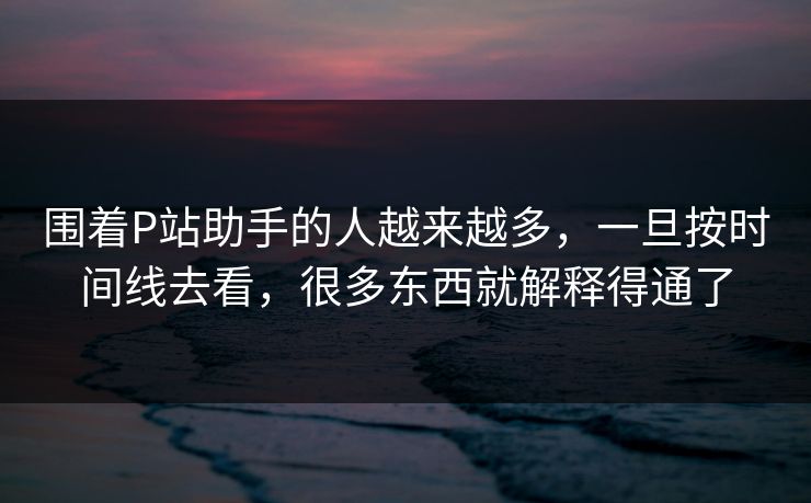 围着P站助手的人越来越多,一旦按时间线去看,很多东西就解释得通了 围着P站助手的人越来越多,一旦按时间线去看,很多东西就解释得通了
