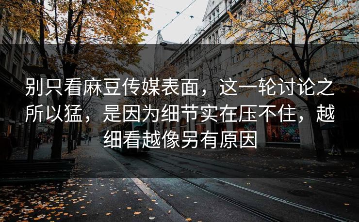 别只看麻豆传媒表面，这一轮讨论之所以猛，是因为细节实在压不住，越细看越像另有原因
